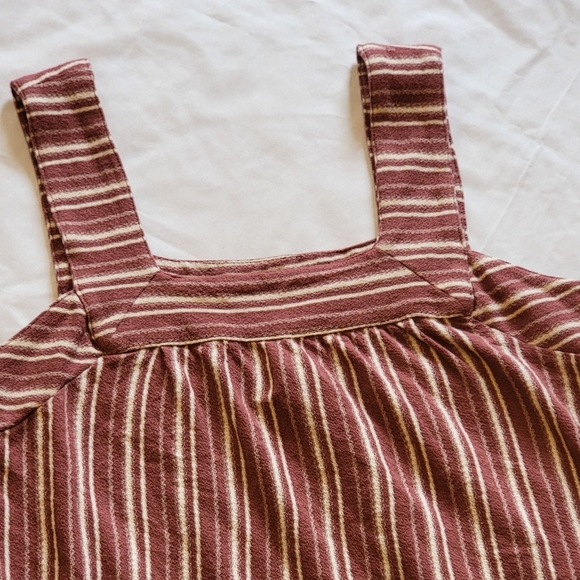 LUCKY BRAND oversized maroon square neck wide strap striped tank - Picture 6 of 10